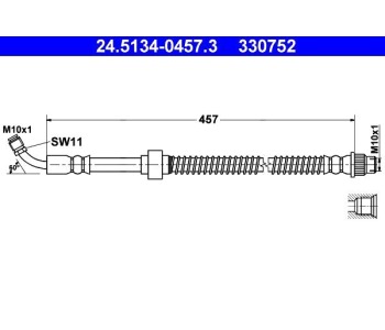 Спирачен маркуч, преден ATE за NISSAN INTERSTAR (X70) платформа от 2003