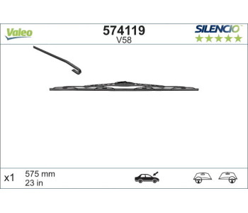 Перо на чистачка 575mm VALEO SILENCIO за ALFA ROMEO 146 (930) от 1999 до 2001