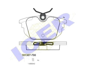 Комплект спирачни накладки Ultra Premium ICER за FIAT BRAVA (182) от 1995 до 2001