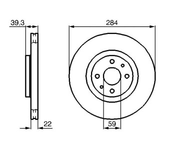 Спирачен диск вентилиран Ø284mm BOSCH за FIAT MULTIPLA (186) от 1999 до 2010