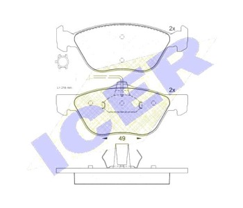 Комплект спирачни накладки Ultra Premium ICER за ALFA ROMEO 145 (930) от 1994 до 1998