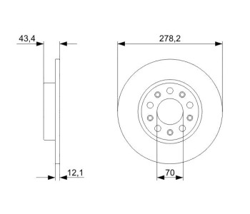 Спирачен диск плътен Ø278mm BOSCH за FIAT 500X (334) от 2014