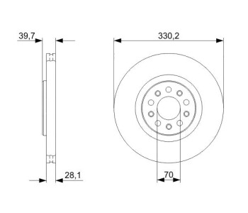Спирачен диск вентилиран Ø330mm BOSCH за ALFA ROMEO 159 (939) от 2005 до 2012