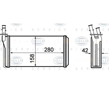 Топлообменник, отопление на вътрешното пространство HELLA 8FH 351 308-401 за LANCIA KAPPA (838A) седан от 1994 до 2000