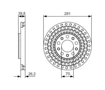 Спирачен диск вентилиран Ø281mm BOSCH за FIAT 500X (334) от 2014