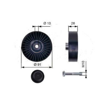 Паразитна/ водеща ролка, пистов ремък GATES T36001 за FIAT PUNTO (188) от 1999 до 2012