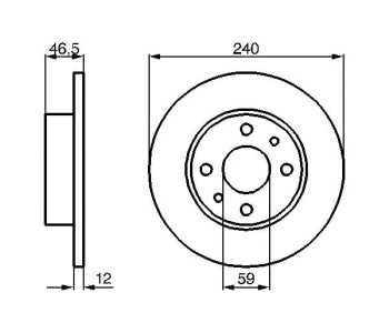 Спирачен диск плътен Ø240mm BOSCH за FIAT SIENA I (178) от 1996 до 2012