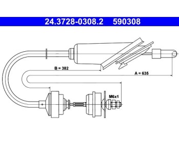 Жило за съединител 635 мм ATE за CITROEN AX (ZA-_) от 1986 до 1991
