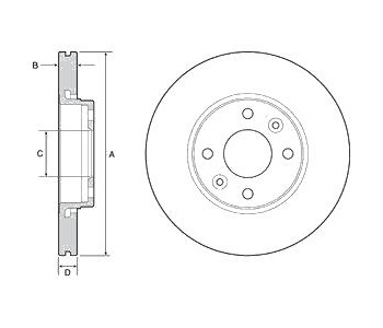 Спирачен диск вентилиран Ø258mm DELPHI за DACIA DOKKER пътнически от 2012