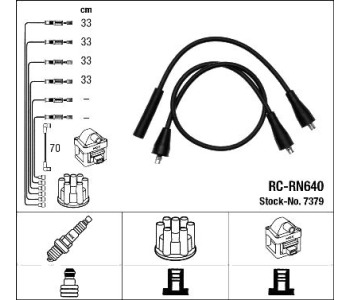 Комплект запалителни кабели NGK за DACIA 1307 платформа от 1984 до 1994