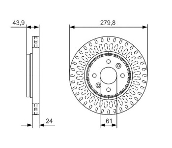 Спирачен диск вентилиран Ø280mm BOSCH за RENAULT MEGANE II (BM0/1_, CM0/1_) хечбек от 2001 до 2012