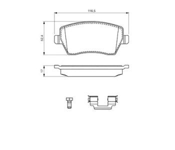 Комплект спирачни накладки BOSCH за DACIA LOGAN I (FS) товарен от 2009 до 2012