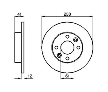 Спирачен диск плътен Ø238mm BOSCH за DACIA LOGAN I MCV (KS) комби от 2007 до 2013