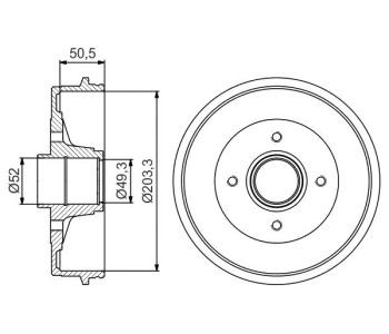 Спирачен барабан BOSCH за RENAULT THALIA/SYMBOL I (LB0/1/2_) от 1998 до 2008