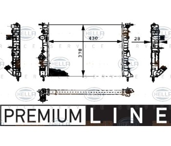 Радиатор, охлаждане на двигателя HELLA 8MK 376 716-161 за RENAULT CLIO II (BB0/1/2_, CB0/1/2_) от 1998 до 2005