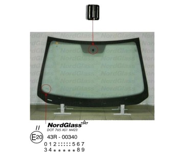 Челно стъкло NordGlass за DACIA LOGAN II седан от 2012 до 2020