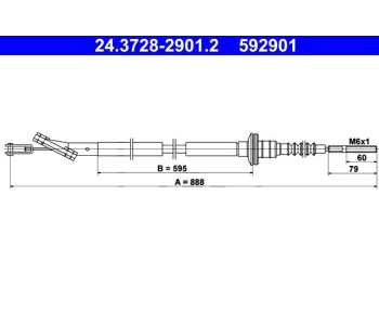 Жило за съединител 888 мм ATE за CHEVROLET AVEO (T250, T255) седан от 2005