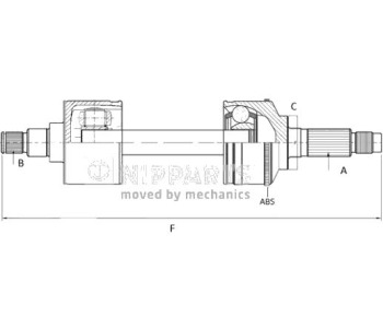 Полуоска +ABS 616 мм, преден NIPPARTS за DAEWOO MATIZ от 2005 до 2010