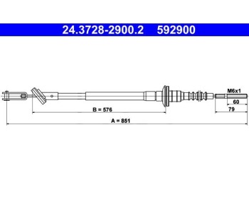 Жило за съединител 851 мм ATE за CHEVROLET MATIZ (M200, M250) от 2005 до 2009