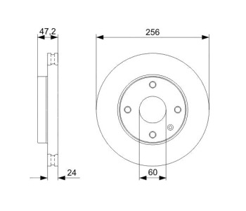 Спирачен диск вентилиран Ø256mm BOSCH за CHEVROLET NUBIRA комби от 2005