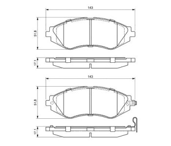 Комплект спирачни накладки BOSCH за DAEWOO NUBIRA (KLAJ) от 1997 до 2003