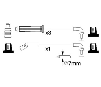 Комплект запалителни кабели BOSCH за DAEWOO LANOS (KLAT) от 1997 до 2004