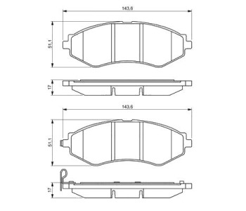 Комплект спирачни накладки BOSCH за CHEVROLET LACETTI (J200) хечбек от 2003 до 2009