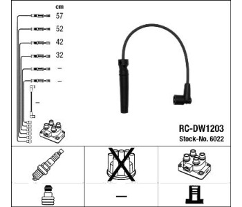 Комплект запалителни кабели NGK за CHEVROLET LACETTI (J200) хечбек от 2003 до 2009