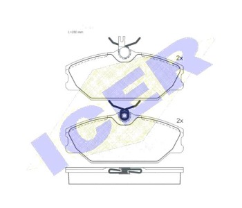 Комплект спирачни накладки ICER за RENAULT SAFRANE I (B54_) от 1992 до 1997