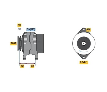 Генератор 65 [A] BOSCH за CHEVROLET SPARK (M200, M250) от 2005