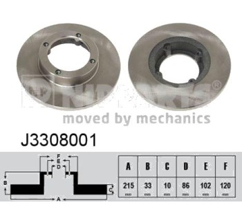 Спирачен диск плътен Ø215mm NIPPARTS за DAEWOO TICO (KLY3) от 1991 до 2000