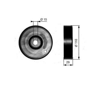 Обтящна ролка, пистов ремък GATES T36160 за MERCEDES SLK (R170) от 1996 до 2004