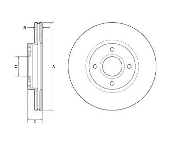 Спирачен диск вентилиран Ø278mm DELPHI за FORD B-MAX (JK) от 2012