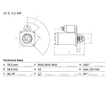 Стартер 10 зъби 1,1 [kB] BOSCH за FORD FOCUS I (DAW, DBW) от 1998 до 2004