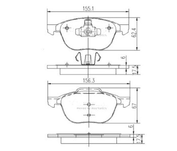 Комплект спирачни накладки NIPPARTS за FORD C-MAX II (DXA/CB7, DXA/CEU) от 2010