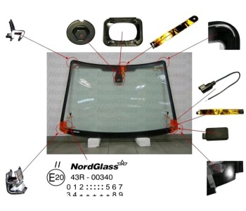 Челно стъкло NordGlass за FORD C-MAX I (DM2) от 2007 до 2010