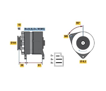 Генератор 45 [A] BOSCH за LAND ROVER 90/110 (DHMC) от 1983 до 1990