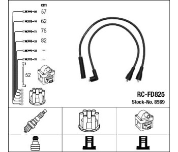 Комплект запалителни кабели NGK за FORD TRANSIT (T) пътнически от 1985 до 1992