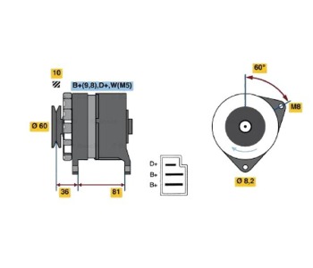 Генератор 55 [A] BOSCH за FORD TRANSIT (T) платформа от 1985 до 1992