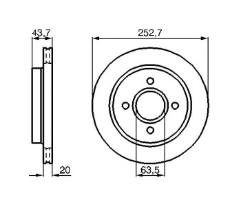 Спирачен диск вентилиран BOSCH за FORD COUGAR (EC) от 1998 до 2001