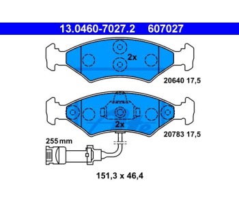 Комплект спирачни накладки ATE за FORD SIERRA (BNC) комби от 1982 до 1986