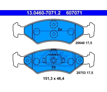 Комплект спирачни накладки ATE за FORD FIESTA III (GFJ) от 1989 до 1997