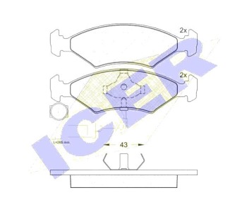 Комплект спирачни накладки Ultra Premium ICER за FORD FIESTA III (GFJ) от 1989 до 1997