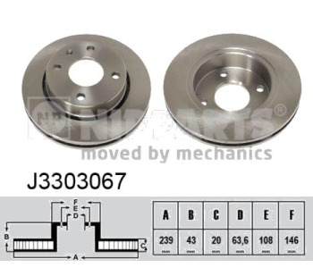 Спирачен диск вентилиран Ø239mm NIPPARTS за FORD ESCORT CLASSIC (AAL, ABL) от 1998 до 2000