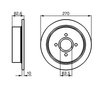 Спирачен диск плътен Ø270mm BOSCH за FORD ESCORT CLASSIC (AAL, ABL) от 1998 до 2000