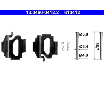 Комплект принадлежности дискови накладки ATE за FORD ESCORT VII (GAL, AFL) седан от 1995 до 1999
