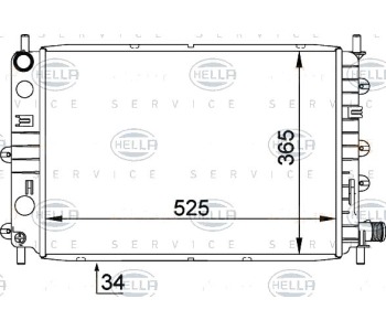 Радиатор, охлаждане на двигателя HELLA 8MK 376 755-311 за FORD ESCORT V (GAL) от 1990 до 1992