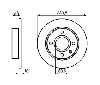 Спирачен диск плътен Ø239mm BOSCH за FORD ESCORT V (GAL) от 1990 до 1992
