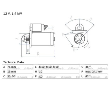 Стартер 1,4 [kB] BOSCH за FORD FIESTA III (GFJ) от 1989 до 1997