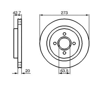 Спирачен диск вентилиран Ø273mm BOSCH за FORD ESCORT VI (GAL) от 1992 до 1996